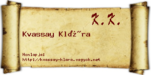 Kvassay Klára névjegykártya